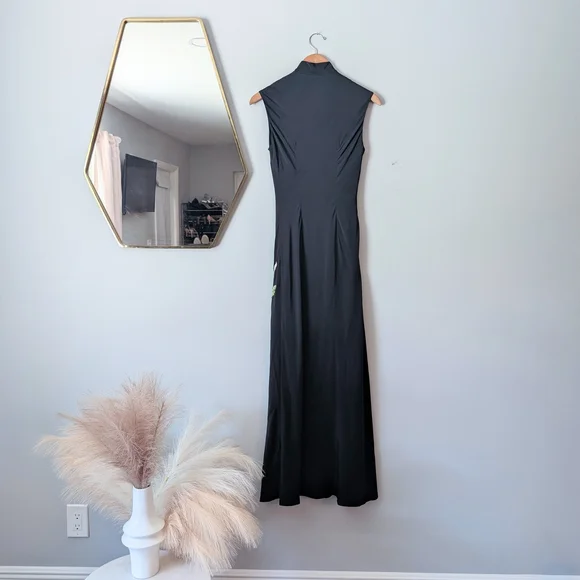 Vintage Sue Wong 100% Silk Black Floral Women's Dress Size 6 - Picture 2 of 12